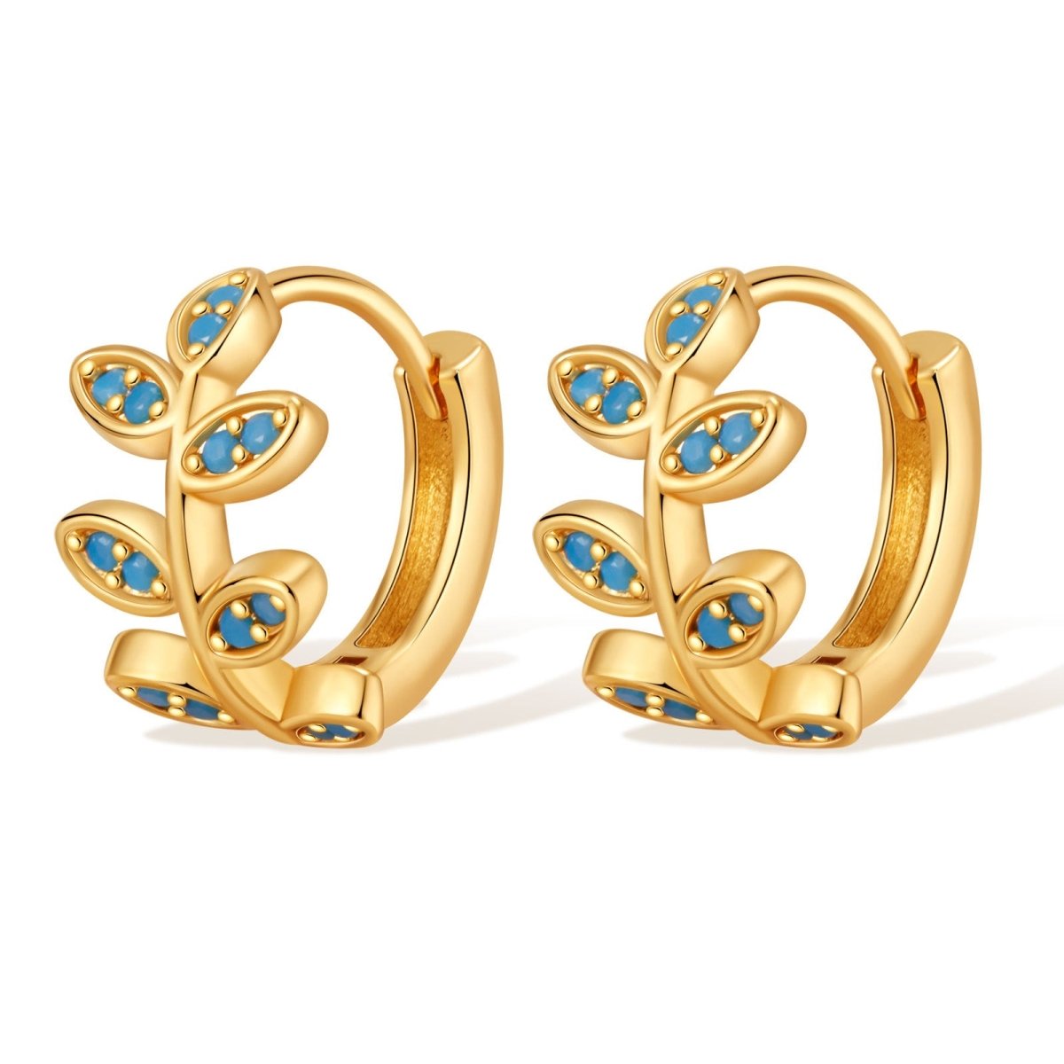 18K Gold Diamond Leaf Earrings - Shuling Jewelry