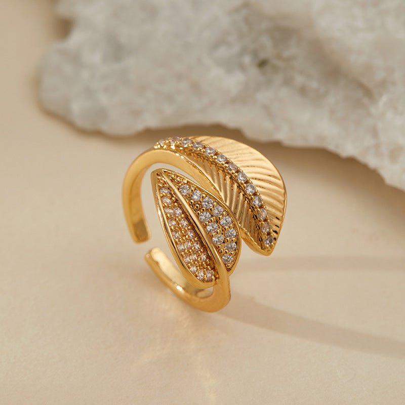 18K Gold Zircon Flower Rings - Shuling Jewelry