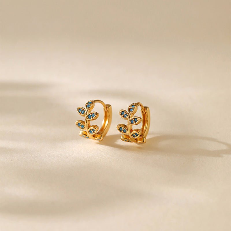 18K Gold Diamond Leaf Earrings - Shuling Jewelry