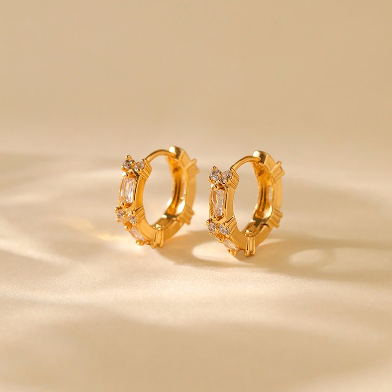 18K Gold Cute Zircon Ear Studs - Shuling Jewelry
