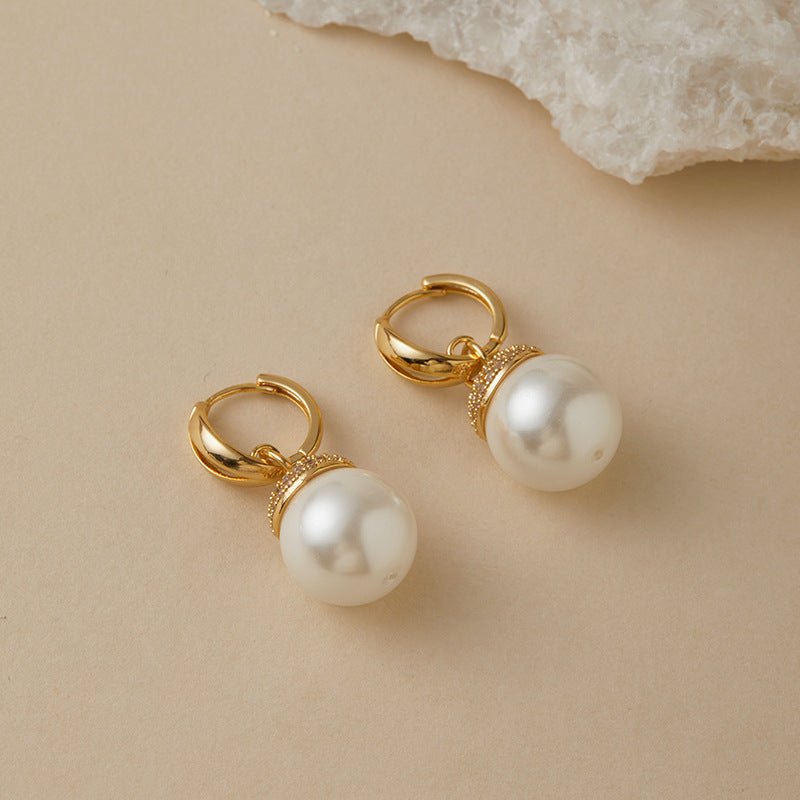 Retro Diamond Pearl Drop Earrings - Shuling Jewelry