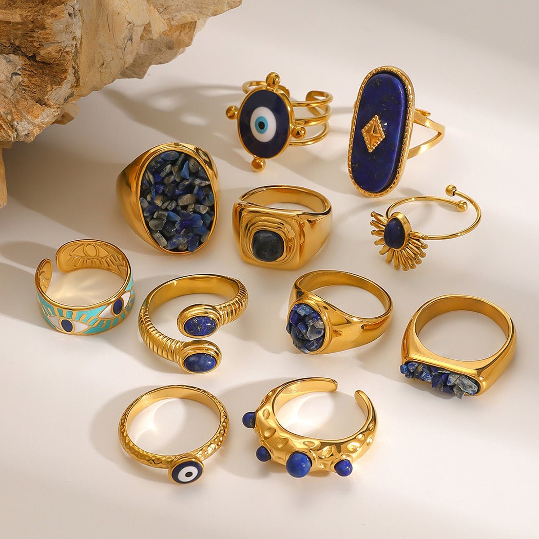 18K Gold Nature Stone Rings - Shuling Jewelry