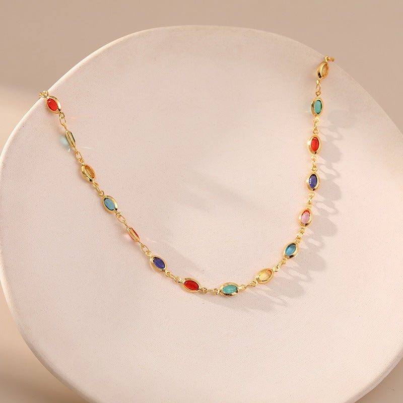 Bohemian style Colorful Glass Necklace - Shuling Jewelry