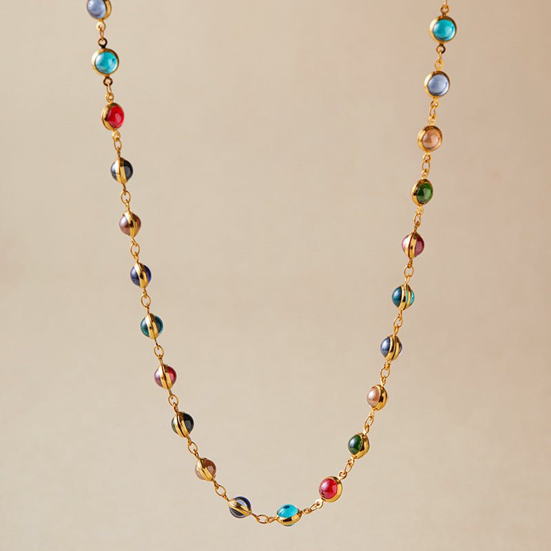 Colorful Glass Dopamine Clavicle Necklace - Shuling Jewelry