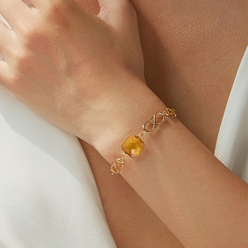 18K Gold Geometric Block Bracelet - Shuling Jewelry