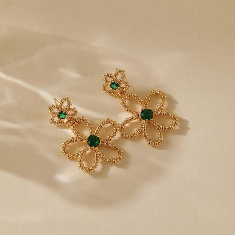 18K Gold Large Flower Earrings - Shuling Jewelry