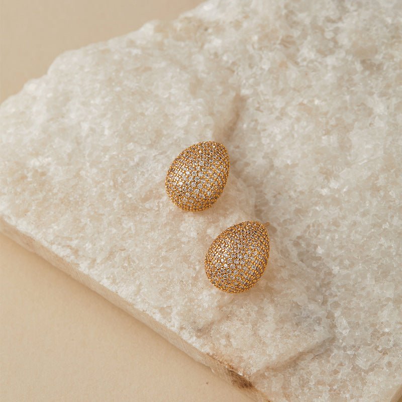 Luxurious Fully Encrusted Cubic Zirconia Ear Studs - Shuling Jewelry