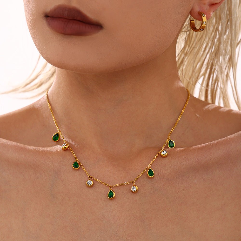 Teardrop Zircon Clavicle Necklace - Shuling Jewelry