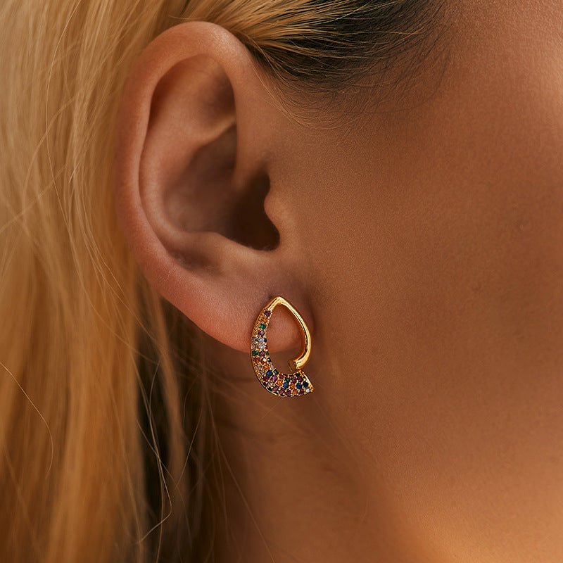 18K Gold Geometrically Irregular Ear Studs - Shuling Jewelry