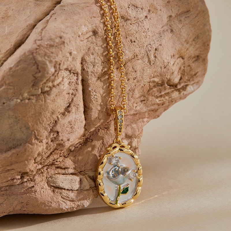 18K Gold Flower Pendant Necklace - Shuling Jewelry