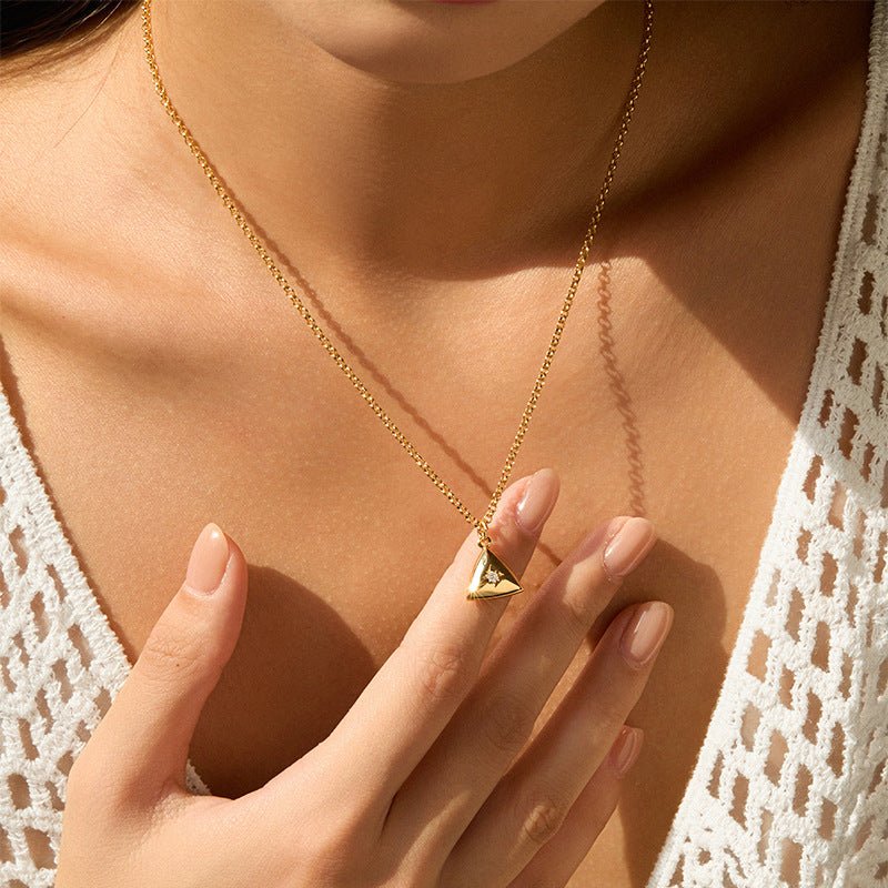 18K Gold Geometric Pendant Necklace - Shuling Jewelry