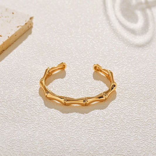 18K Gold Bamboo Joint Bangle - Shuling Jewelry