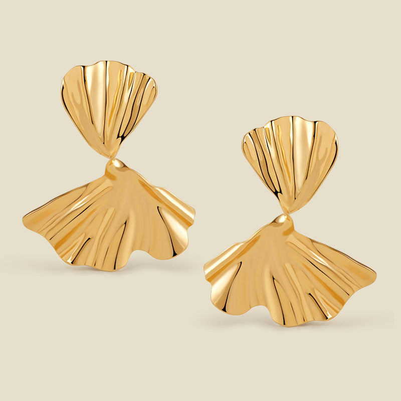 Sculptural Ginkgo Leaf Statement Earrings