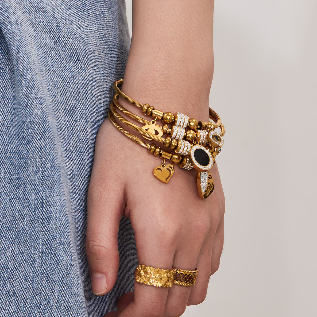 Bracelets de luxe texturés en zircon 