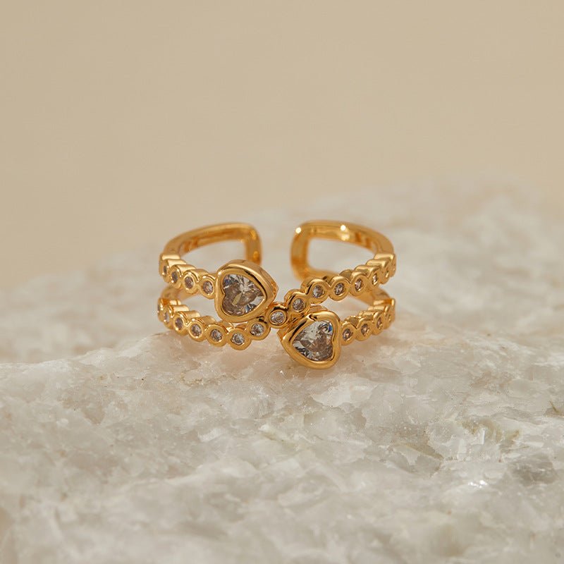 18K Gold Zircon Flower Rings - Shuling Jewelry