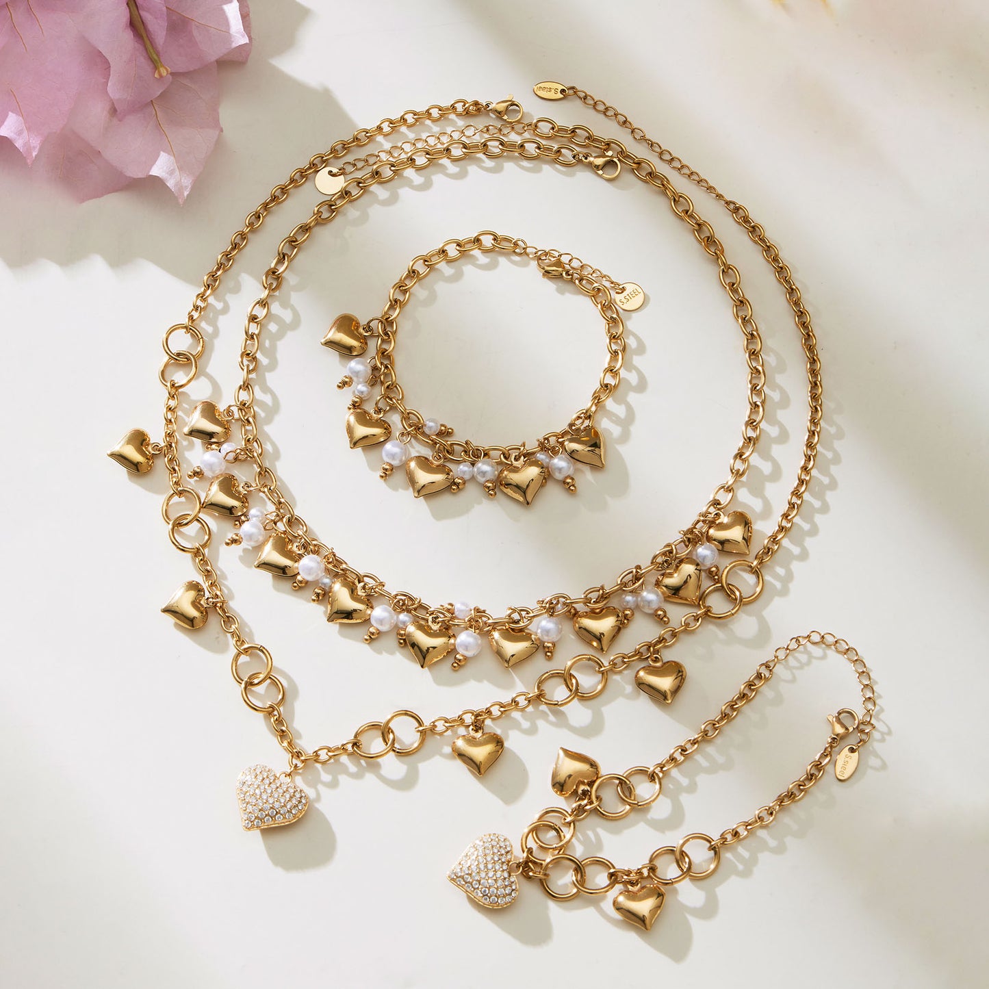 Luxury Heart Pearl Layered Jewelry Set