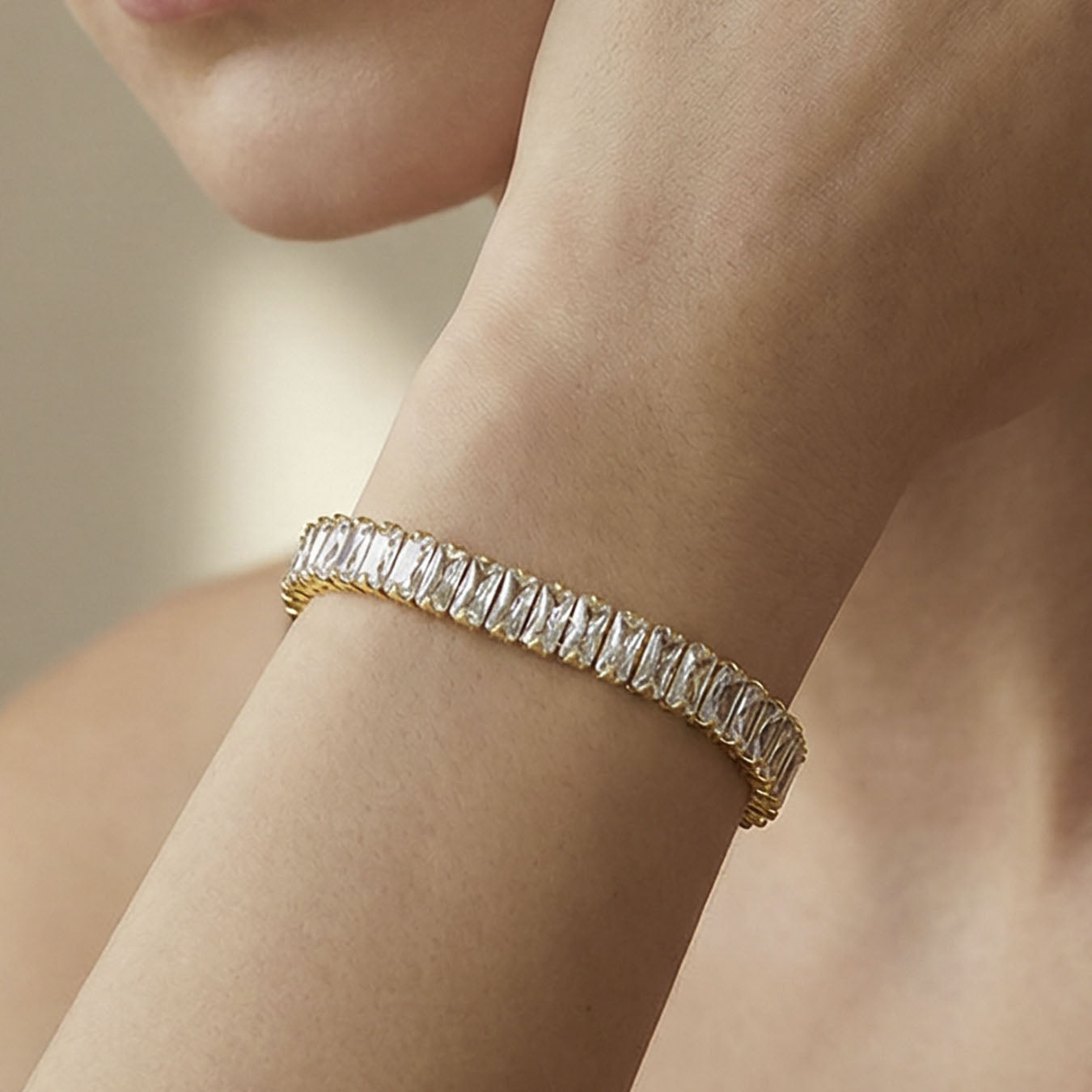 Chic Baguette Crystal Mixed Link Bracelet