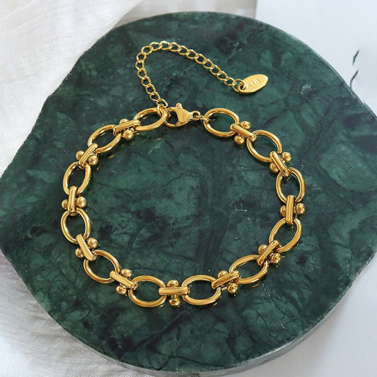 18K Gold Chunky Chain Couple Bracelets - Shuling Jewelry