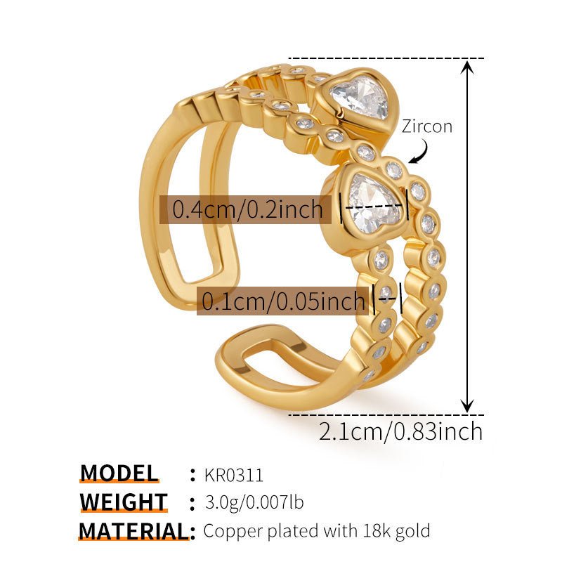 18K Gold Zircon Flower Rings - Shuling Jewelry