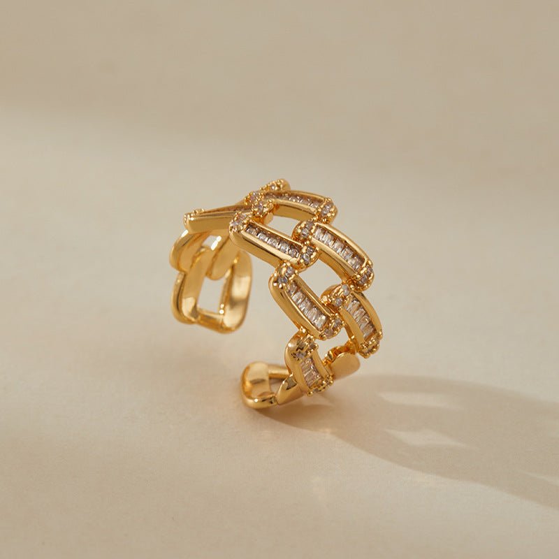 18K Gold Zircon Flower Rings - Shuling Jewelry