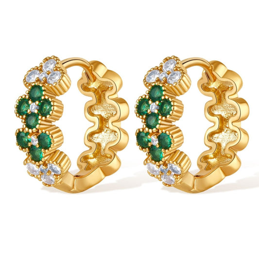 18K Gold Mulcolored Zircon Earrings - Shuling Jewelry