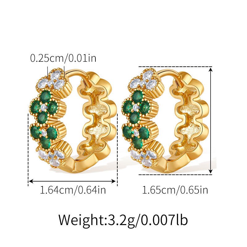 18K Gold Mulcolored Zircon Earrings - Shuling Jewelry