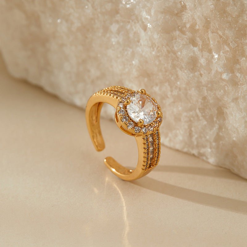 18K Gold Zircon Flower Rings - Shuling Jewelry