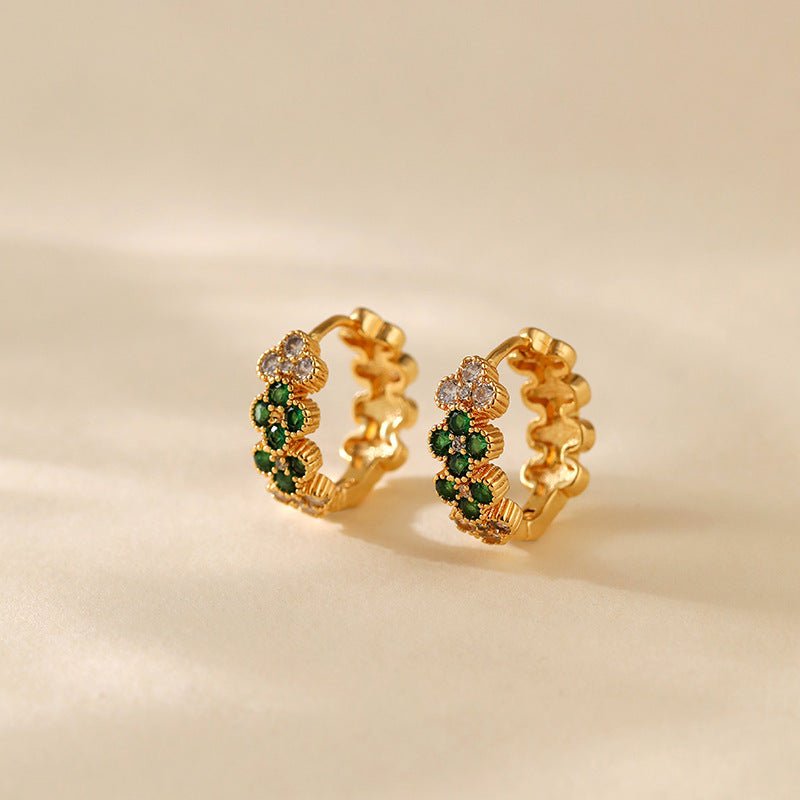 18K Gold Mulcolored Zircon Earrings - Shuling Jewelry