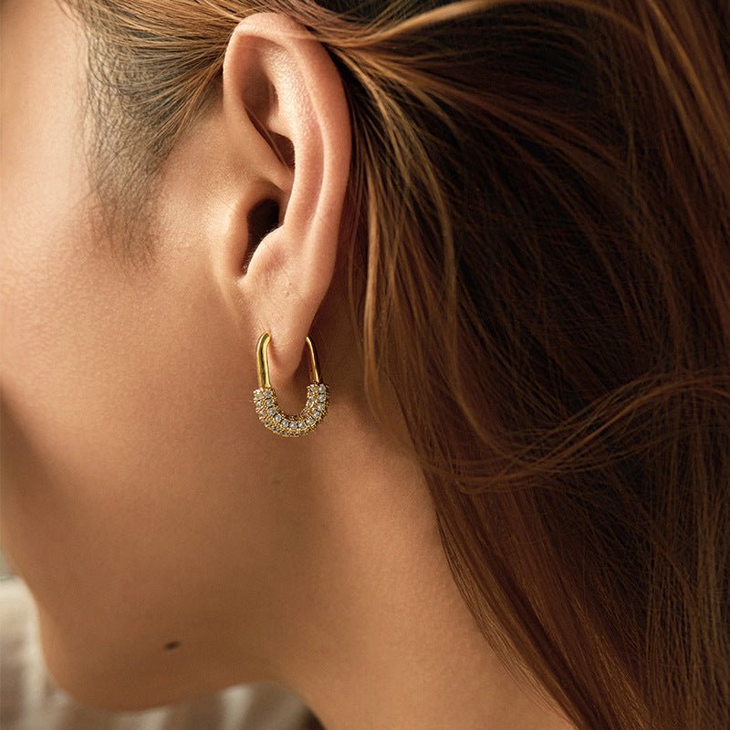 18K Gold U - shaped Fashion Earrings - Shuling Jewelry