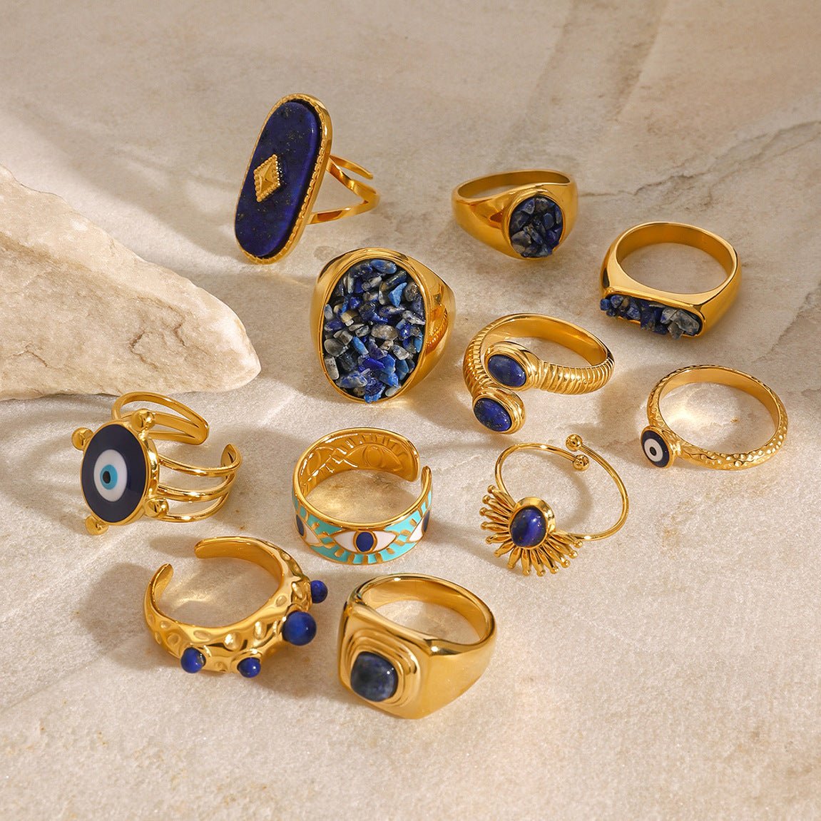 18K Gold Nature Stone Rings - Shuling Jewelry
