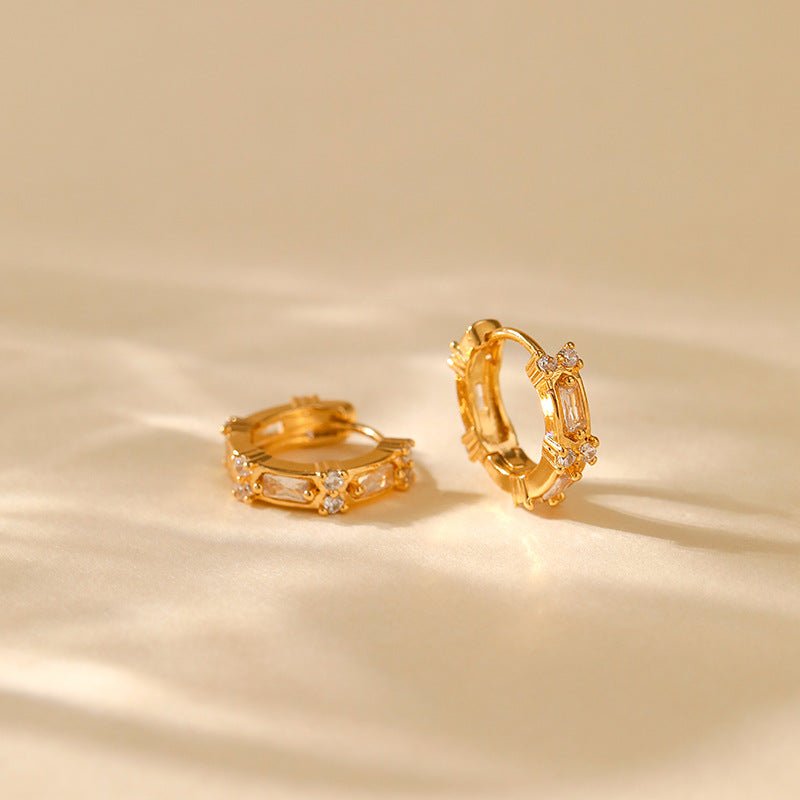 18K Gold Cute Zircon Ear Studs - Shuling Jewelry