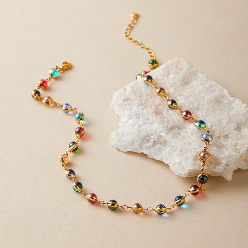 Colorful Glass Dopamine Clavicle Necklace - Shuling Jewelry