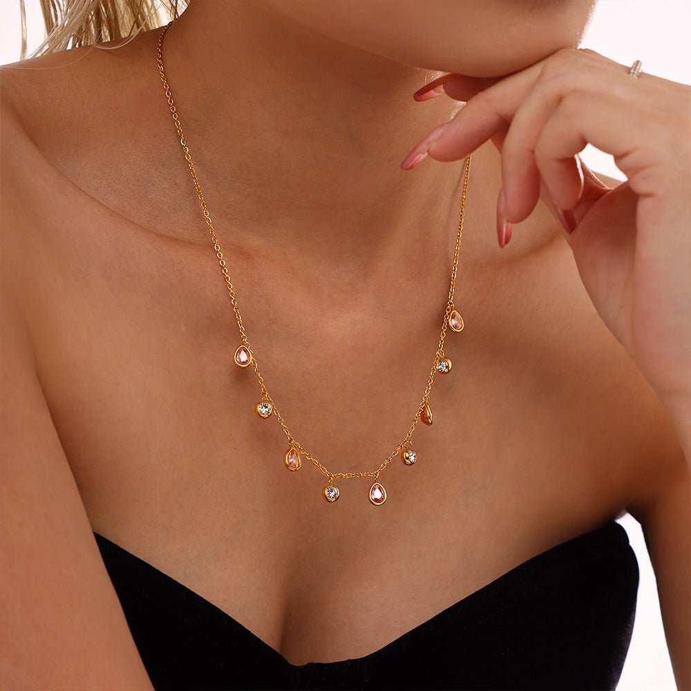 Teardrop Zircon Clavicle Necklace - Shuling Jewelry