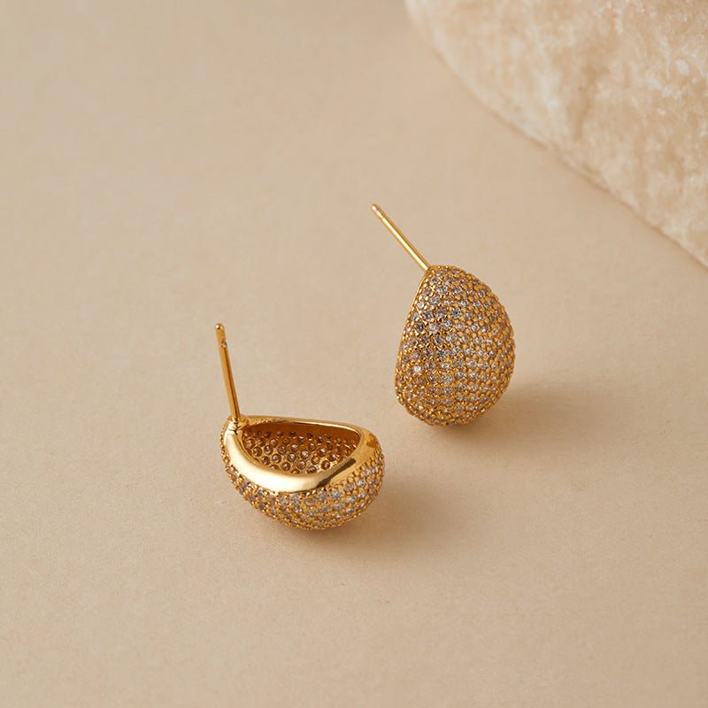 Luxurious Fully Encrusted Cubic Zirconia Ear Studs - Shuling Jewelry