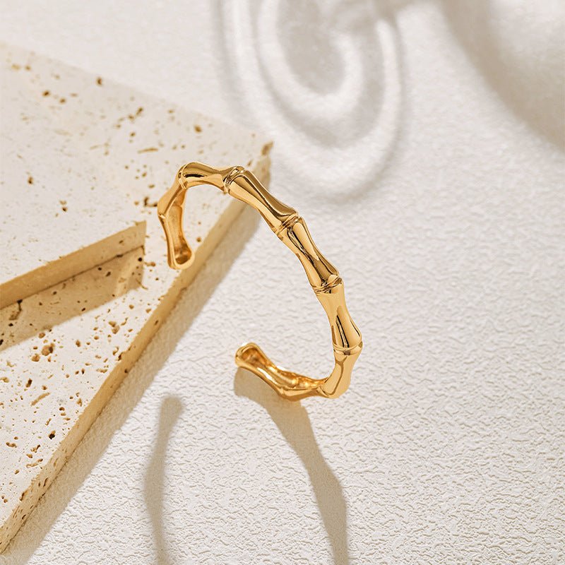 18K Gold Bamboo Joint Bangle - Shuling Jewelry