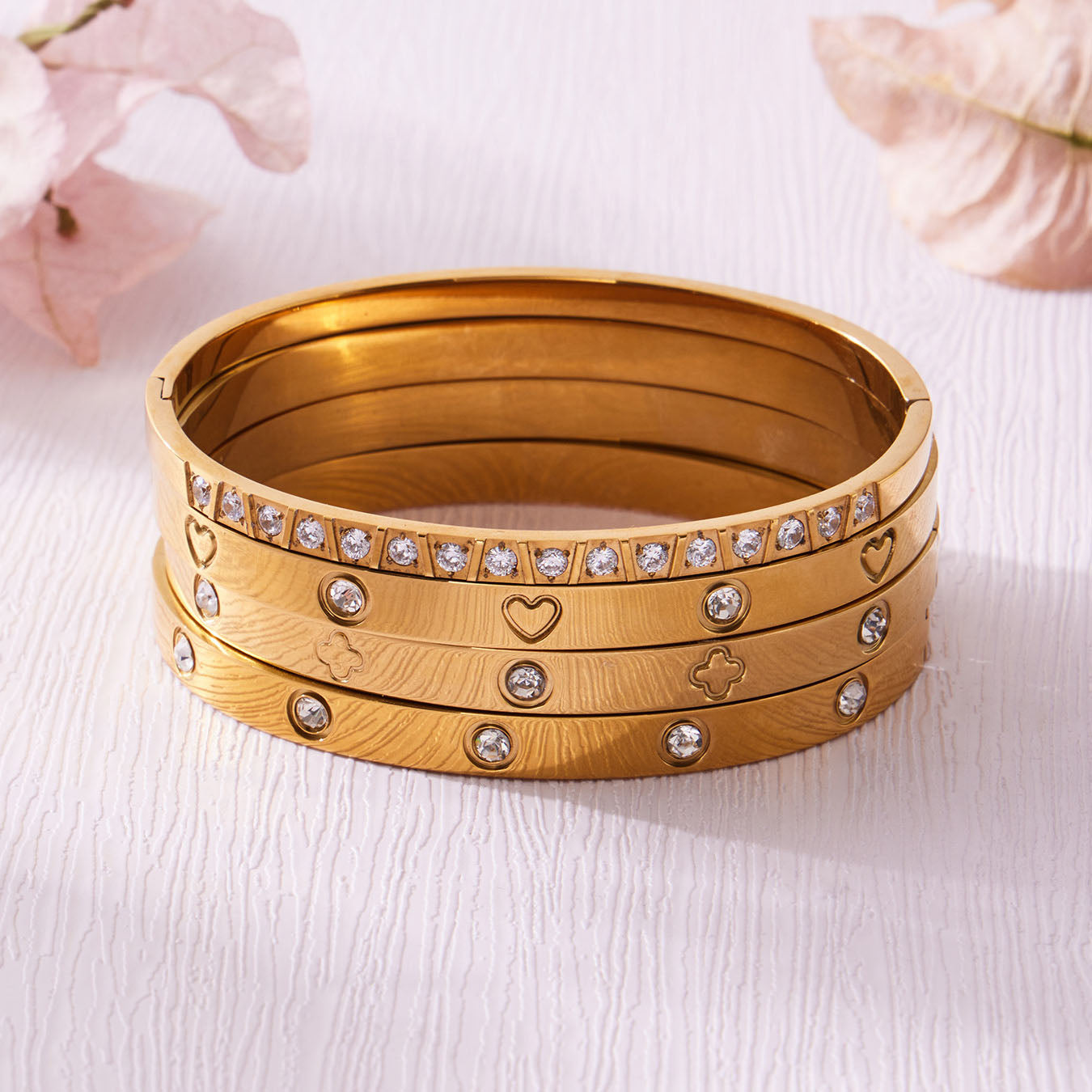 Timeless 18K Gold Zircon Bangles