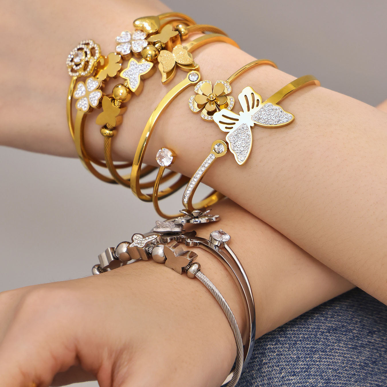 Collection de bracelets Butterfly &amp; Clover en or 