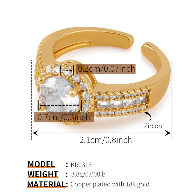 18K Gold Zircon Flower Rings - Shuling Jewelry