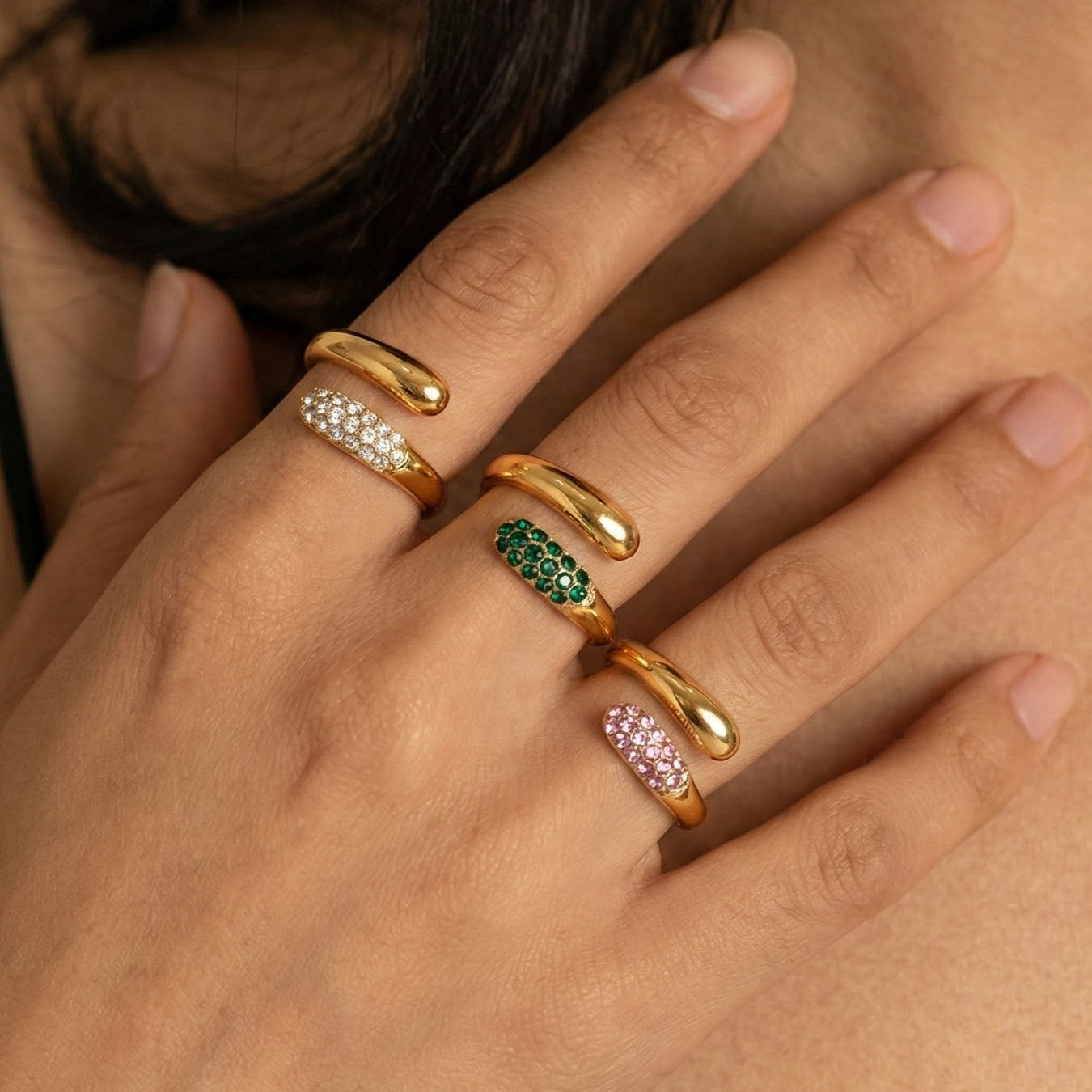Crystal Open Cuff Rings