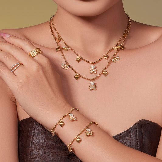 Adorables ensembles de bijoux en cristal ours 