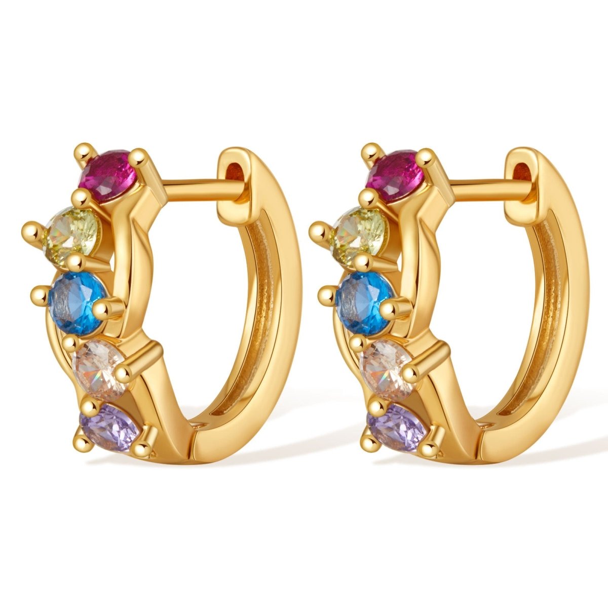 18K Gold Mulcolored Zircon Earrings - Shuling Jewelry