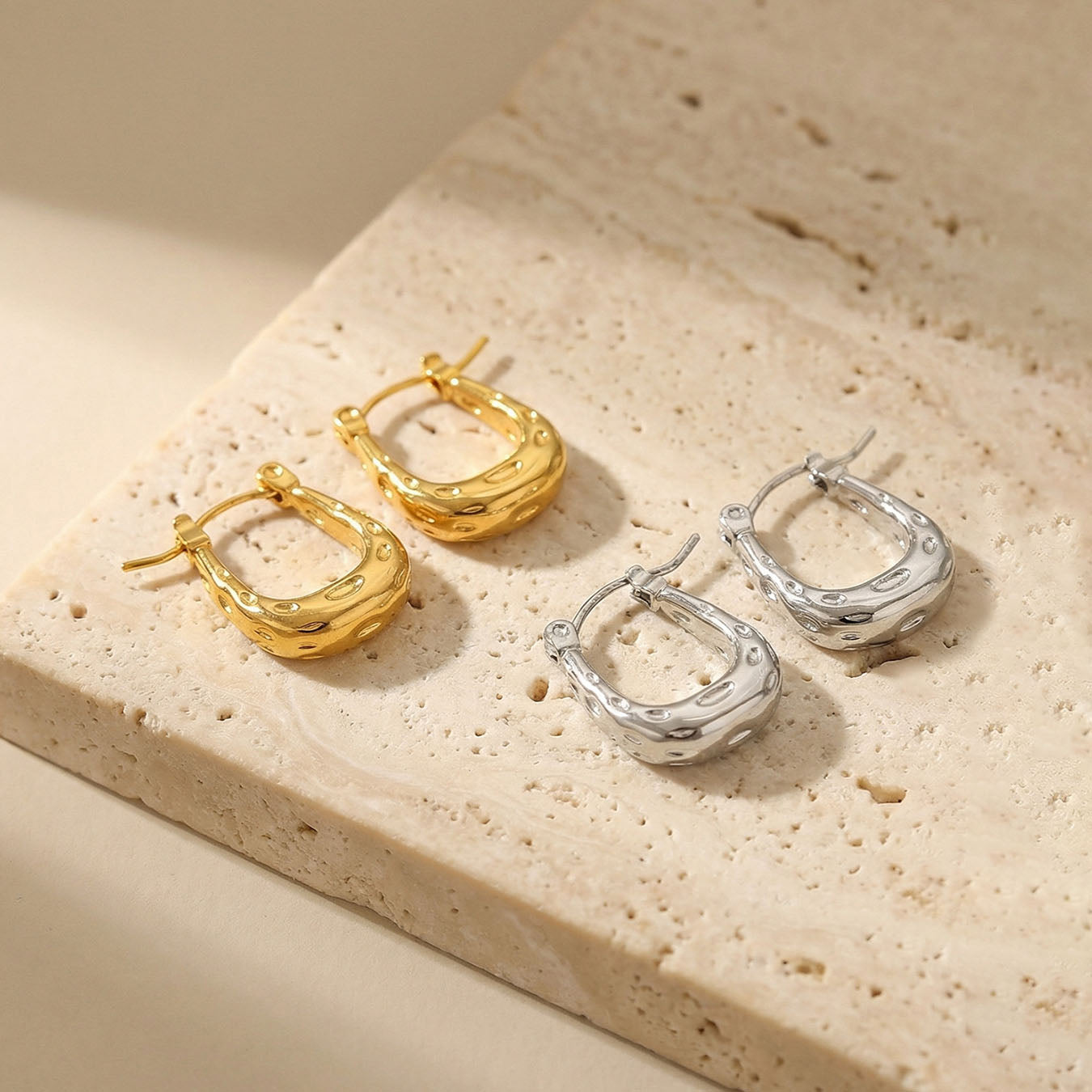 Textured Hammered Organic Hoop Earrings