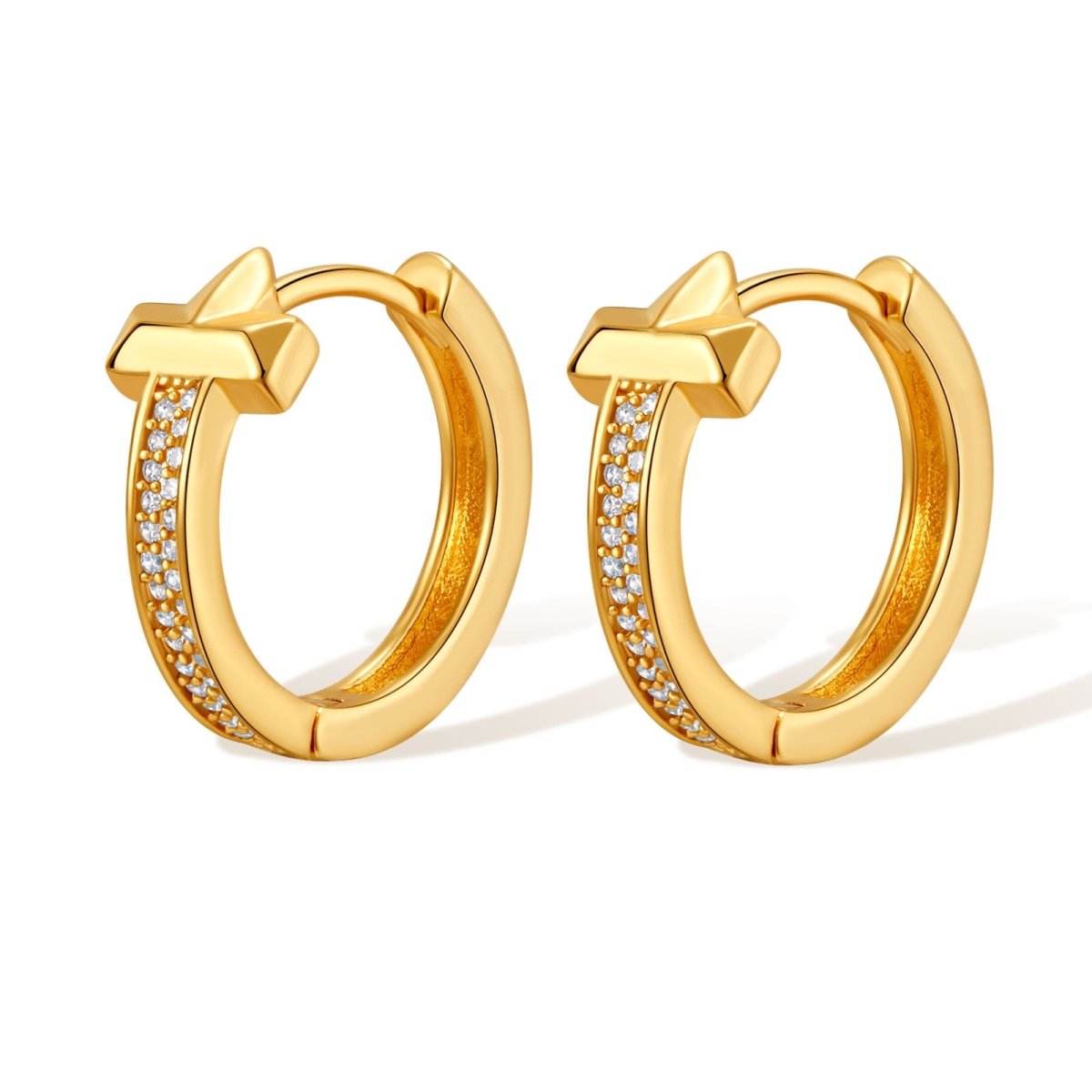 18K Gold Cute Zircon Ear Studs - Shuling Jewelry