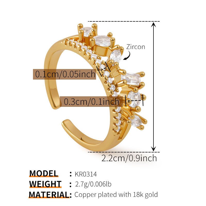 18K Gold Zircon Flower Rings - Shuling Jewelry