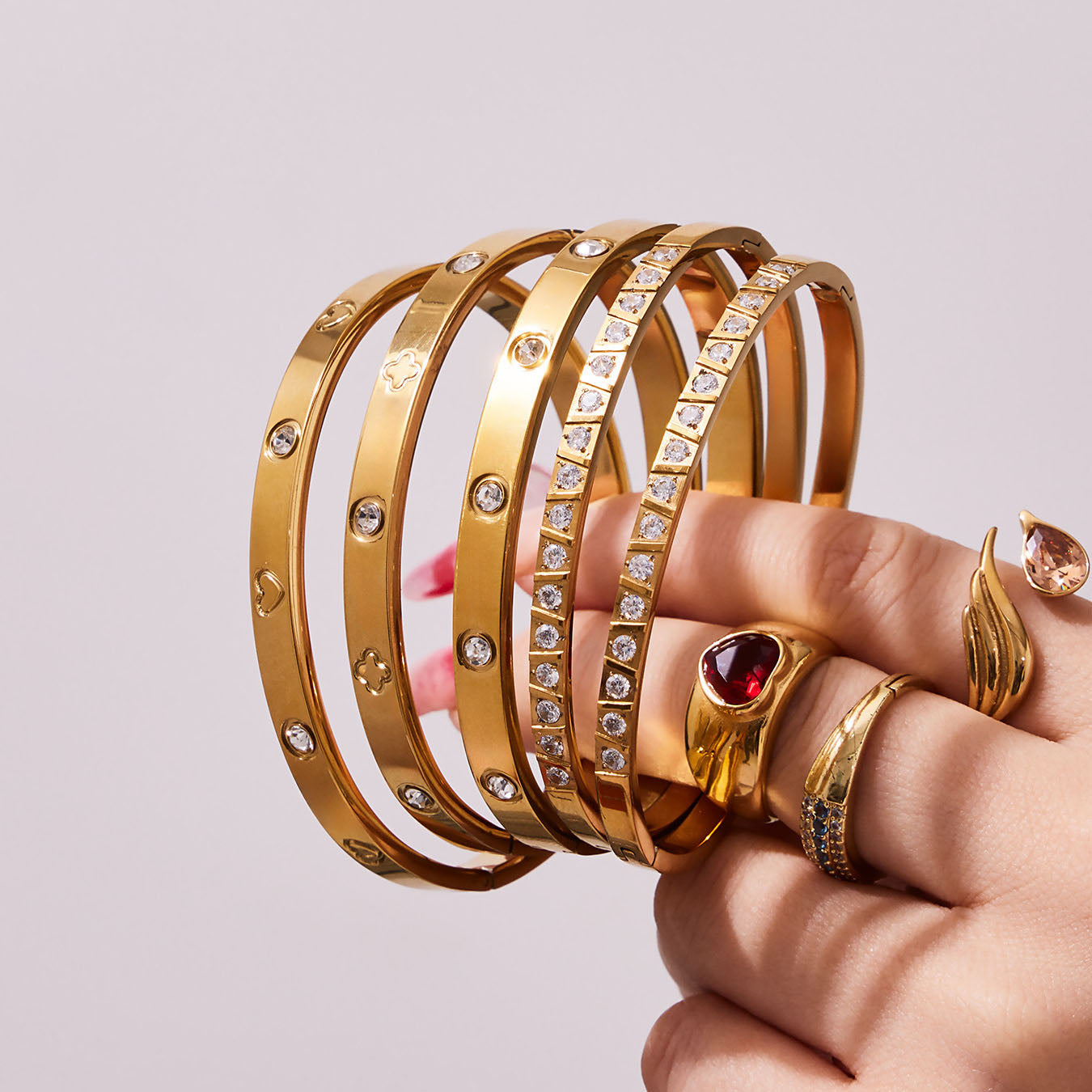 Timeless 18K Gold Zircon Bangles