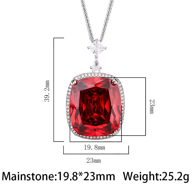 Magnificent Cushion Cut Gemstone Halo Statement Pendant Necklace