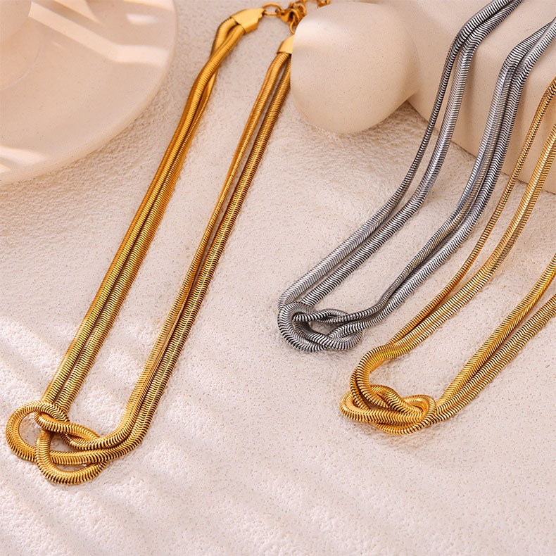 Sleek Knotted Snake Chain Jewelry Set