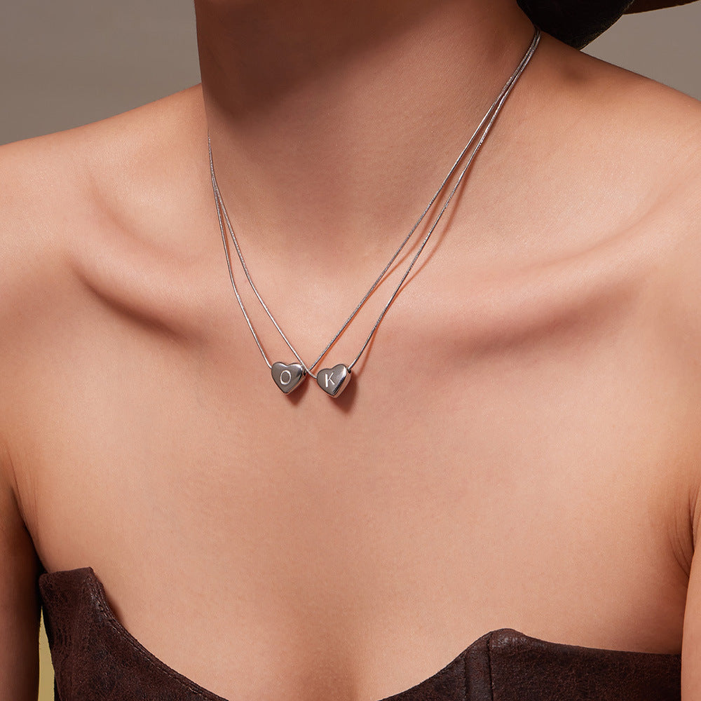 18K Gold Letter Heart Pendant Necklaces