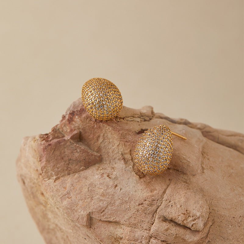 Luxurious Fully Encrusted Cubic Zirconia Ear Studs - Shuling Jewelry