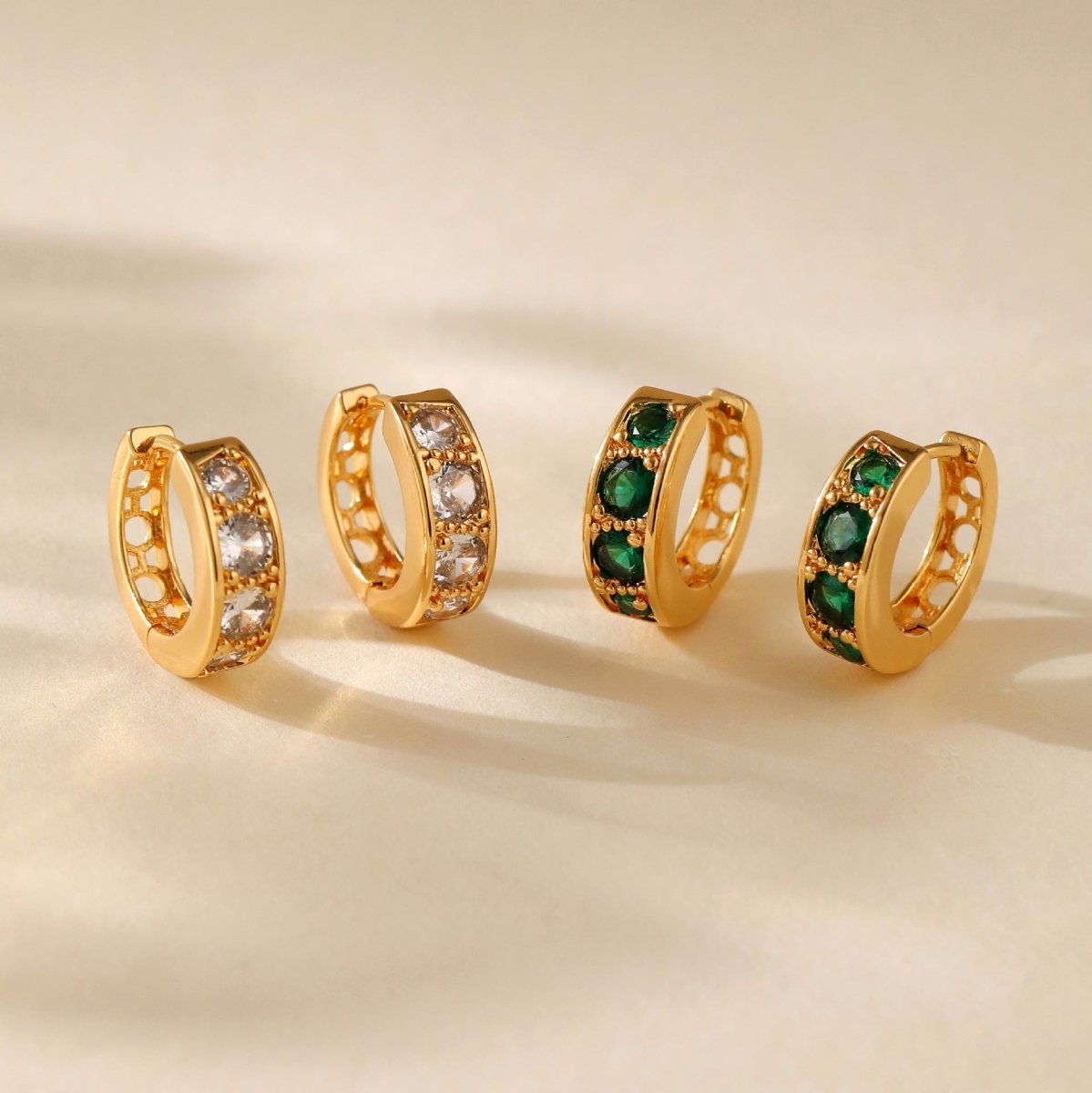 18K Gold Sparkling Zircon Earrings - Shuling Jewelry